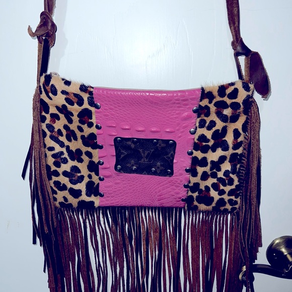 Leather and animal skin Up-cycled LV Bag - Picture 1 of 11